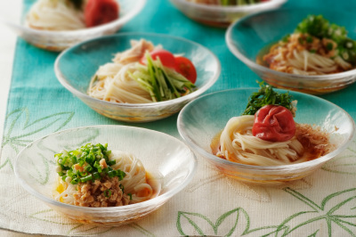 焼きあごつゆのバラエティーぶっかけそうめん出来上がり図