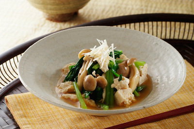 青菜と豆腐の
簡単お浸し出来上がり図