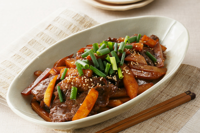 じゃがいもと牛肉のお惣菜ソテー出来上がり図