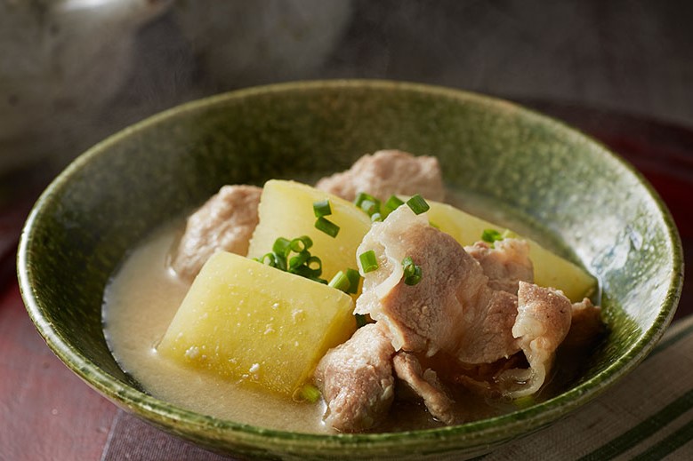 冬瓜と豚肉の味噌煮出来上がり図