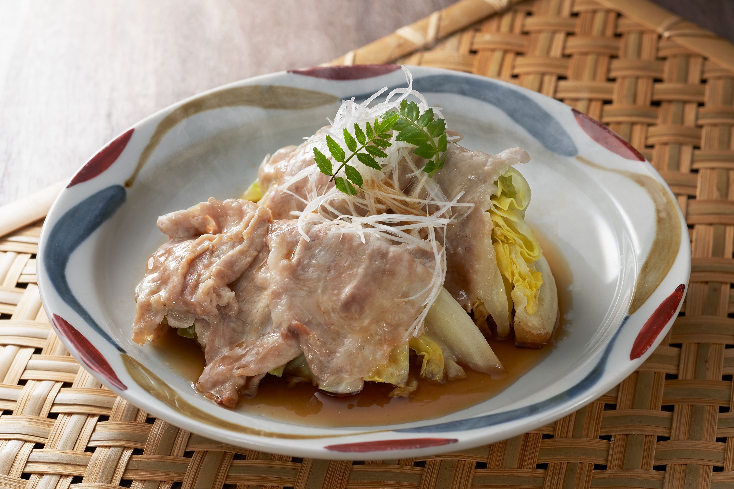 豚肉と春キャベツのお手軽蒸し出来上がり図