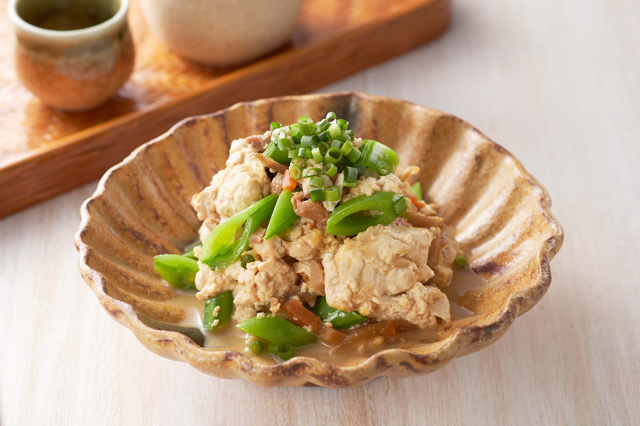 減塩まぜこみご飯の素 五目で炒り豆腐出来上がり図